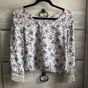 Hollister Cropped Bell Sleeve Blouse
